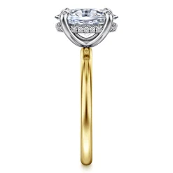 Sale Gabriel & Co. Cari - 14K White-Yellow Gold Oval Diamond Engagement Ring
