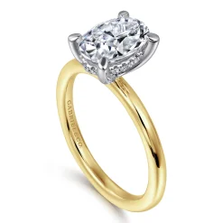 Hot Gabriel & Co. Cari - 14K White-Yellow Gold Oval Diamond Engagement Ring