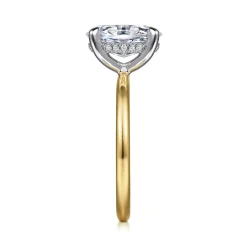 Hot Gabriel & Co. Cari - 14K White-Yellow Gold Oval Solitaire Diamond Engagement Ring