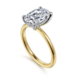 Hot Gabriel & Co. Cari - 14K White-Yellow Gold Oval Solitaire Diamond Engagement Ring