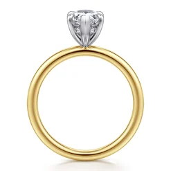 New Gabriel & Co. Cari - 14K White-Yellow Gold Pear Shape Diamond Engagement Ring