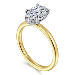 New Gabriel & Co. Cari - 14K White-Yellow Gold Pear Shape Diamond Engagement Ring