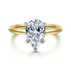 Sale Gabriel & Co. Cari - 14K White-Yellow Gold Pear Shape Diamond Engagement Ring