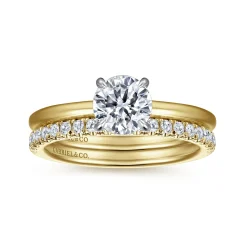 Best Gabriel & Co. Cari - 14K White-Yellow Gold Round Diamond Engagement Ring