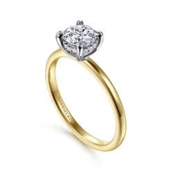 Best Gabriel & Co. Cari - 14K White-Yellow Gold Round Diamond Engagement Ring