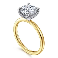 Clearance Gabriel & Co. Cari - 14K White-Yellow Gold Round Diamond Engagement Ring
