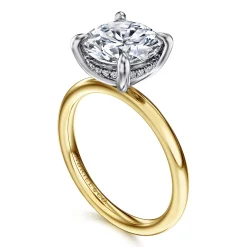 Discount Gabriel & Co. Cari - 14K White-Yellow Gold Round Diamond Engagement Ring