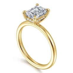 Discount Gabriel & Co. Cari - 14K Yellow Gold Emerald Cut Diamond Engagement Ring