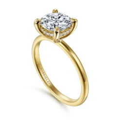 Best Gabriel & Co. Cari - 14K Yellow Gold Round Diamond Engagement Ring
