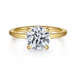 Best Gabriel & Co. Cari - 14K Yellow Gold Round Diamond Engagement Ring