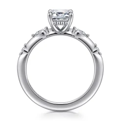 New Gabriel & Co. Carinna - 14K White Gold Emerald Cut Diamond Engagement Ring