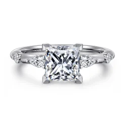 Sale Gabriel & Co. Carinna - 18K White Gold Princess Cut Diamond Engagement Ring