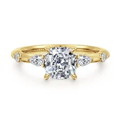 New Gabriel & Co. Carinna - 14K Yellow Gold Cushion Cut Diamond Engagement Ring