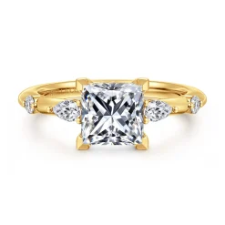 New Gabriel & Co. Carinna - 18K Yellow Gold Princess Cut Diamond Engagement Ring