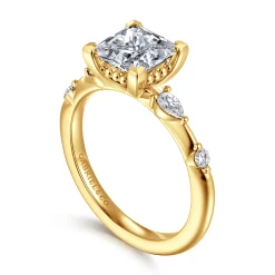 New Gabriel & Co. Carinna - 18K Yellow Gold Princess Cut Diamond Engagement Ring