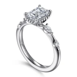 Clearance Gabriel & Co. Carinna - Platinum Emerald Cut Diamond Engagement Ring