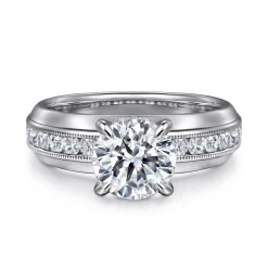 Best Gabriel & Co. Caris - 14K White Gold Round Channel Set Diamond Engagement Ring