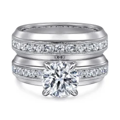 Best Gabriel & Co. Caris - 14K White Gold Round Channel Set Diamond Engagement Ring