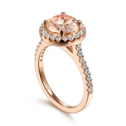 Sale Gabriel & Co. Carly - 14K Rose Gold Morganite and Diamond Halo Engagement Ring