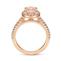 Sale Gabriel & Co. Carly - 14K Rose Gold Morganite and Diamond Halo Engagement Ring