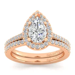 Hot Gabriel & Co. Carly - 14K Rose Gold Pear Shape Halo Diamond Engagement Ring