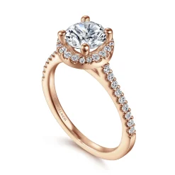 Sale Gabriel & Co. Carly - 14K Rose Gold Round Halo Diamond Engagement Ring