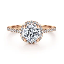 Sale Gabriel & Co. Carly - 14K Rose Gold Round Halo Diamond Engagement Ring