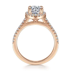 Sale Gabriel & Co. Carly - 14K Rose Gold Round Halo Diamond Engagement Ring
