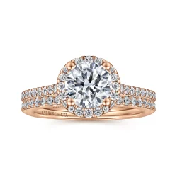 Sale Gabriel & Co. Carly - 14K Rose Gold Round Halo Diamond Engagement Ring