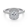 Discount Gabriel & Co. Carly - 14K White Gold Cushion Halo Diamond Engagement Ring