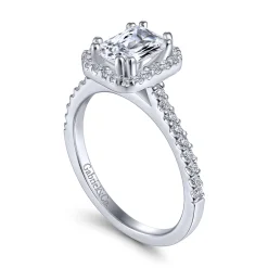 Clearance Gabriel & Co. Carly - 14K White Gold Emerald Halo Diamond Engagement Ring