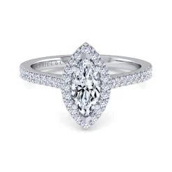Hot Gabriel & Co. Carly - 14K White Gold Marquise Shape Halo Diamond Engagement Ring