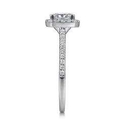 New Gabriel & Co. Carly - 14K White Gold Princess Halo Diamond Engagement Ring