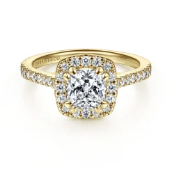 Online Gabriel & Co. Carly - 14K Yellow Gold Cushion Halo Diamond Engagement Ring