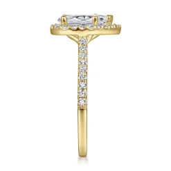 Clearance Gabriel & Co. Carly - 14K Yellow Gold Pear Shape Halo Diamond Engagement Ring