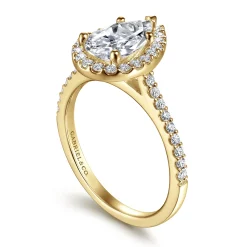 Clearance Gabriel & Co. Carly - 14K Yellow Gold Pear Shape Halo Diamond Engagement Ring