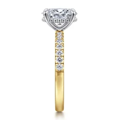 New Gabriel & Co. Carmellia - 14K White-Yellow Gold Oval Diamond Engagement Ring