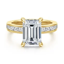 Clearance Gabriel & Co. Carolie - 14K Yellow Gold Emerald Cut Diamond Engagement Ring