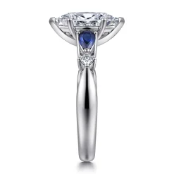 Gabriel & Co. Carrie - 14K White Gold Marquise Shape Five Stone Sapphire and Diamond Engagement Ring