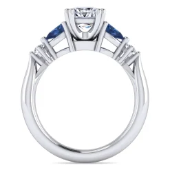 Hot Gabriel & Co. Carrie - 14K White Gold Princess Cut Five Stone Sapphire and Diamond Engagement Ring