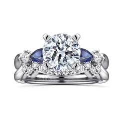Hot Gabriel & Co. Carrie - 14K White Gold Round Five Stone Sapphire and Diamond Engagement Ring