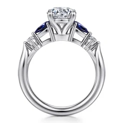 Online Gabriel & Co. Carrie - 14K White Gold Round Five Stone Sapphire and Diamond Engagement Ring