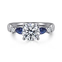 Online Gabriel & Co. Carrie - 14K White Gold Round Five Stone Sapphire and Diamond Engagement Ring