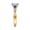 Best Gabriel & Co. Carrie - 14K White-Yellow Gold Oval Five Stone Sapphire and Diamond Engagement Ring
