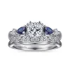 Sale Gabriel & Co. Carrie - Platinum Cushion Cut Five Stone Sapphire and Diamond Engagement Ring
