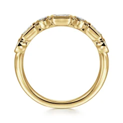 Online Gabriel & Co. Carson - 14K Yellow Gold Bezel Set Emerald Cut and Round Diamond Anniversary Band - 0.75 ct