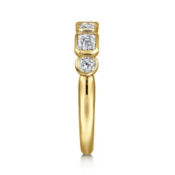 Online Gabriel & Co. Carson - 14K Yellow Gold Bezel Set Emerald Cut and Round Diamond Anniversary Band - 0.75 ct