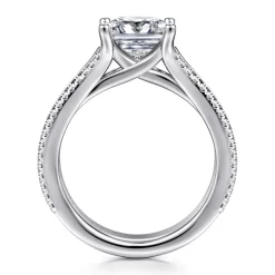 Clearance Gabriel & Co. Carver - 14K White Gold Princess Cut Diamond Channel Set Engagement Ring