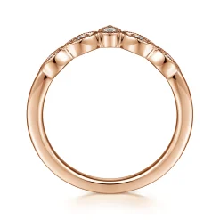 Hot Gabriel & Co. Cary - Vintage Inspired 14K Rose Gold Curved Gold Diamond Anniversary Band - 0.07 ct