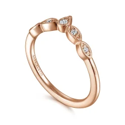 Hot Gabriel & Co. Cary - Vintage Inspired 14K Rose Gold Curved Gold Diamond Anniversary Band - 0.07 ct